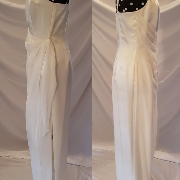 Off-white sheath dress prom bridal bridesmaid 6P - Picture 5 of 11